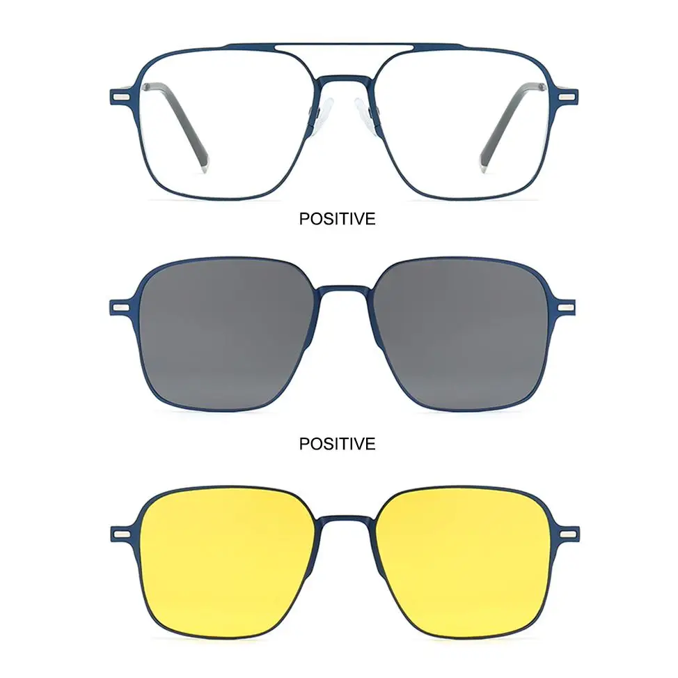 Magnetic Glasses Computer Glasses Night Vision 3 In 1 Glasses Anti Blue Light Glasses  with Magnet Clip On Sunglasses