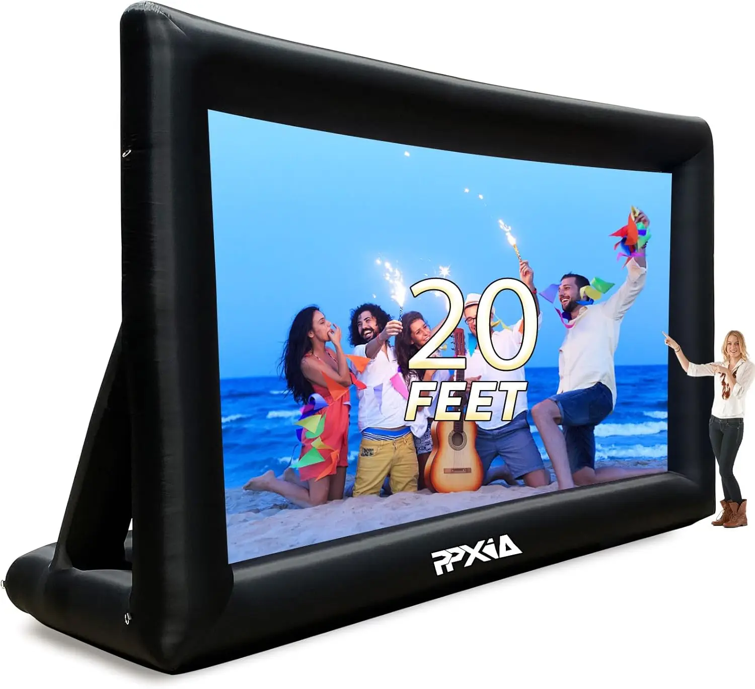 

Надувной экран для кино на открытом воздухе 20 футов с воздуходувкой для домашнего кинотеатра на заднем дворе и вечеринок у бассейна