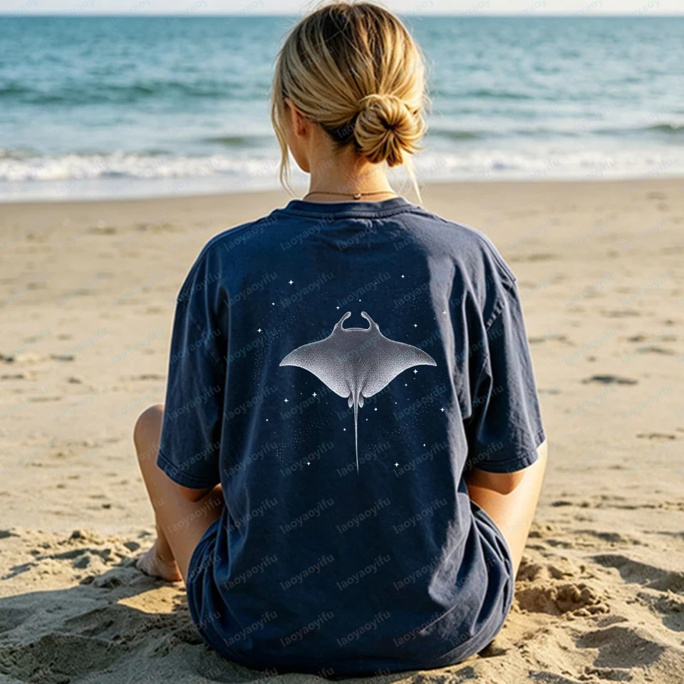 Manta Ray Stingray Cotton Tshirts for Men and Women Cozy Sea Life