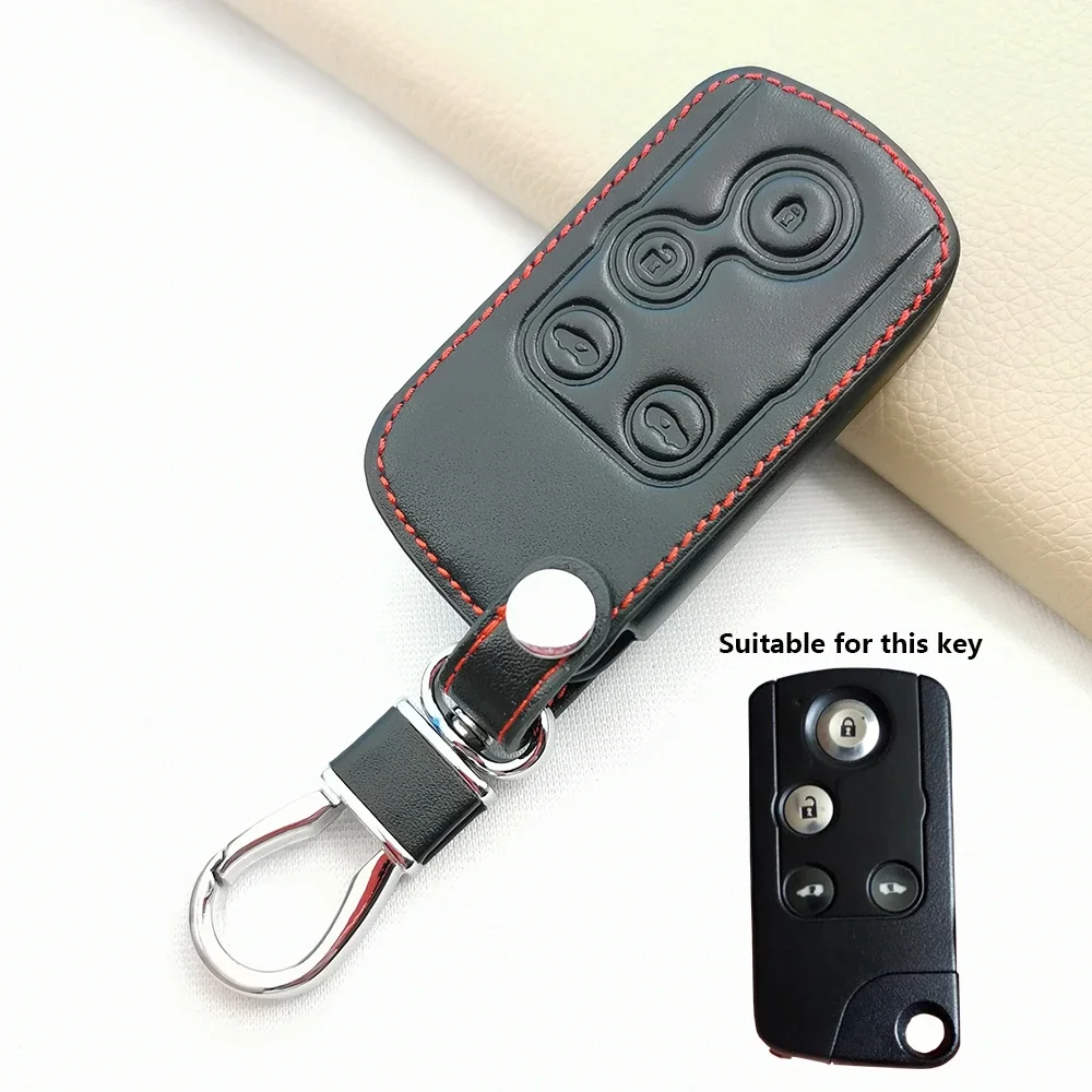 100% Leather Car Remote Case Key Cover for Honda Spada StepWgn RG1 Freed Spike Ge6 Fit Jazz Shuttle GP2 4 Buttons Keyless Shell