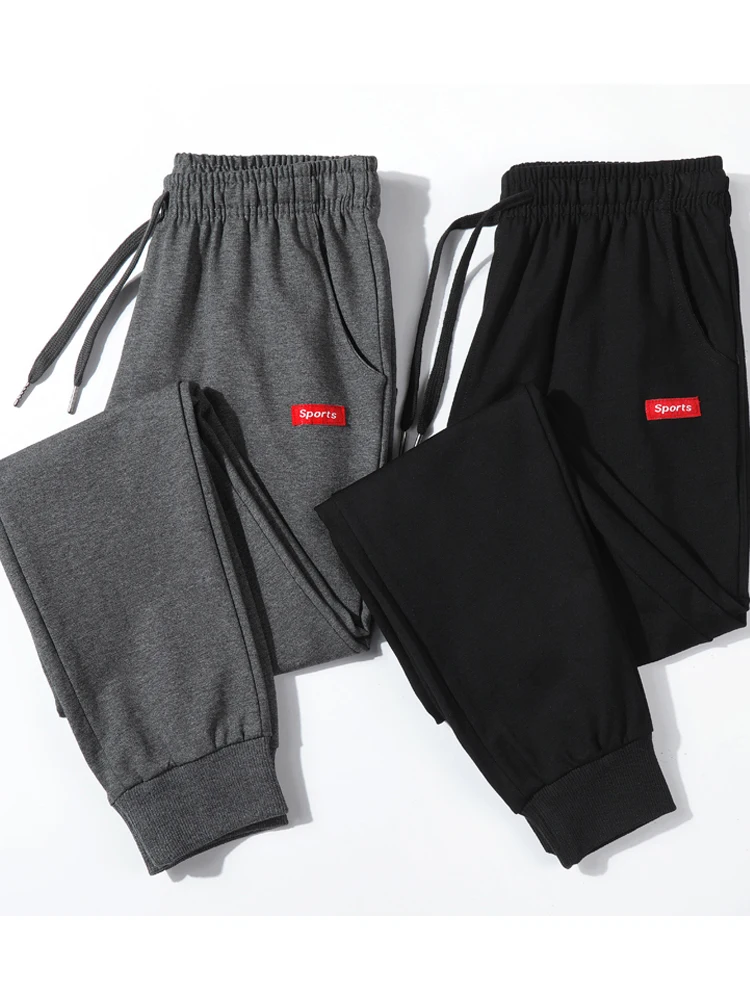 

Loose Fit Pure Cotton Men's Casual Trousers Spring Summer Spor Versatile Long Pants Korean Trendy Student Dstring Sweatp...