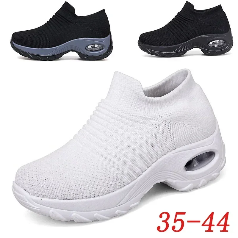 Ladies Sneakers  Casual Shoes Mesh Round Shap Air Cushion Color Matching Breathable Non Slip Women Flat  Large Size 44 image 5