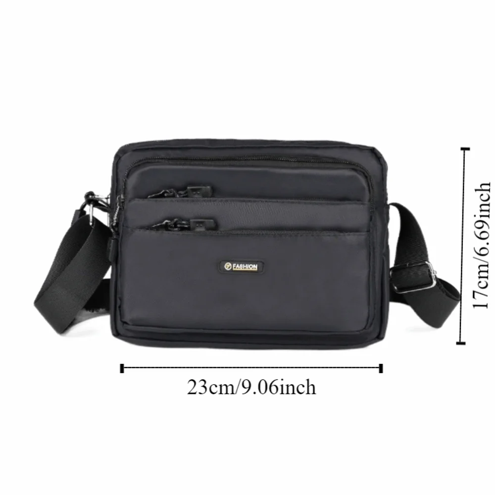 Solid Color Men Crossbody Bag Large Capacity Multi-pockets Business Shoulder Bag Waterproof Lightweight Small Square Bag