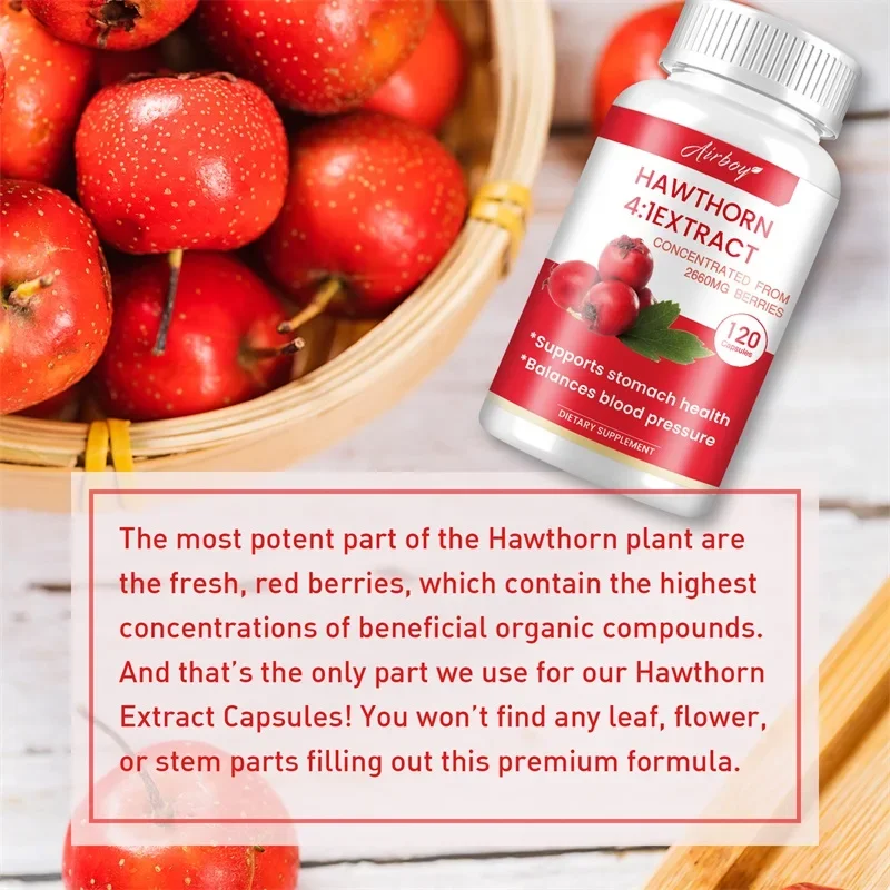 Hawthorn Berry Extract Capsule - Supports Heart and Digestive Health, Improves Blood Circulation, Boosts Immune System