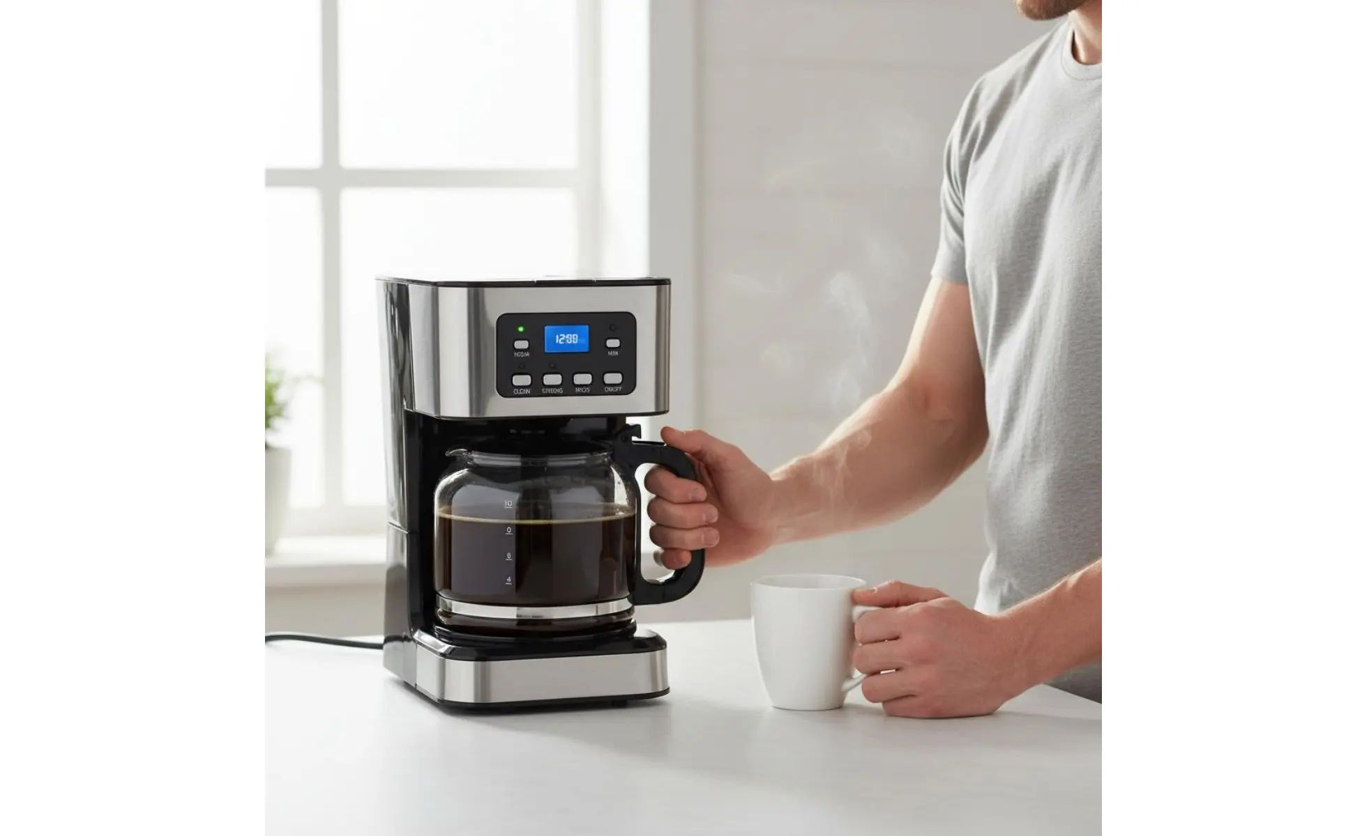 Automatic Pour-over Coffee Machine 24-Hour Timer Programmable Coffee Machine Kitchen Appliance Keep Warm 950W High Power