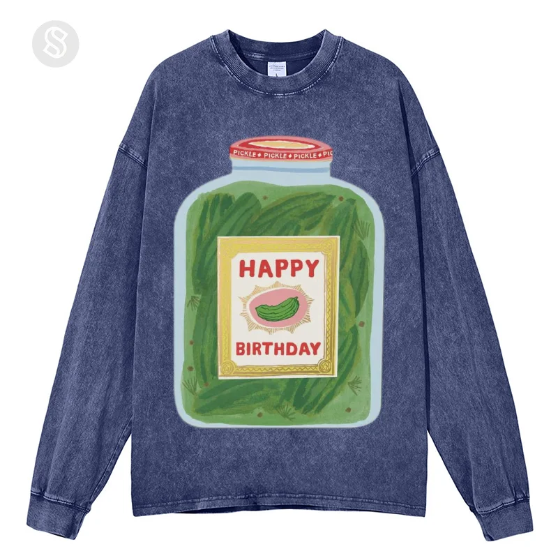 Female Casual Loose Hoodie Long Sleeve Sweatshirts Fun Printed Unisex Washed O Neck Long Sleeve T-Shirt Oversize Hoodie