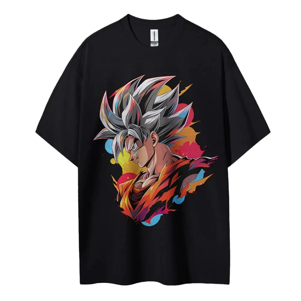 

Футболка Dragon Ball, мужская повседневная футболка из чистого хлопка с круглым вырезом, одежда с короткими рукавами, летний спортивный повседневный топ с короткими рукавами