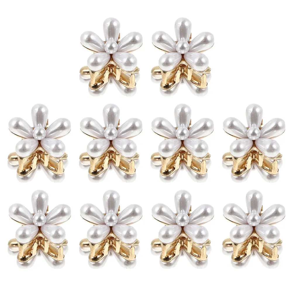 10 قطعة مشبك شعر اللؤلؤ مقاطع صغيرة سبيكة مصغرة الشعر الفك كليب للفتيات أنيقة زهرة المشبك أغطية الرأس الإكسسوارات