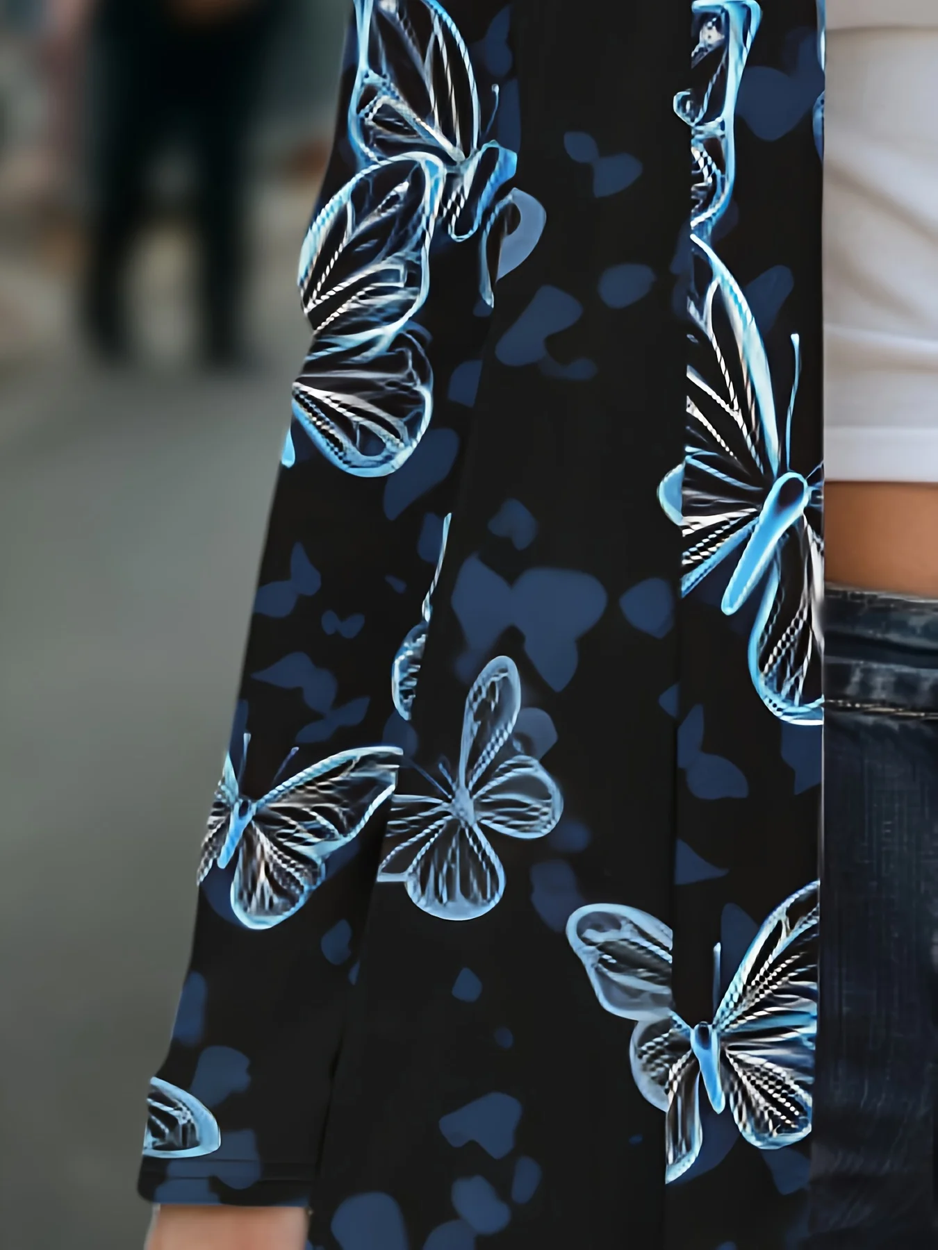 2025 Women's Butterfly Print Blazer, Open Front Long Sleeve, Elegant Casual Jacket, Spring Fall Office Wear