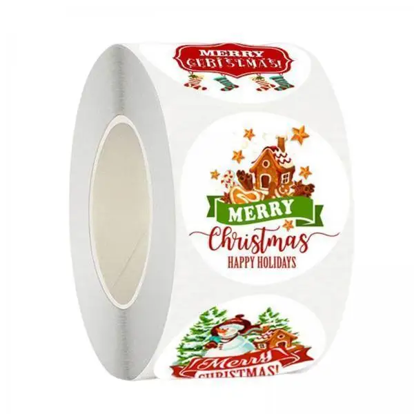 Christmas Elements Stickers 1.5 Inch Paper Round Adhesive Labels for Card Making Gift Bags Scrapbook Decoration