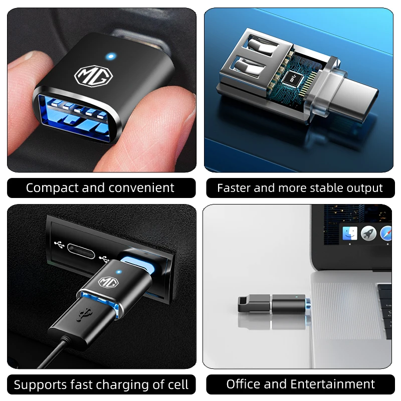 모리스 가라지 MG 6 3 5 7 TF ZR ZS HS GS GT 헥터용 차량용 LED 타입 C to USB 3.0 어댑터 케이블 컨버터 인테리어 액세서리 썸네일 4