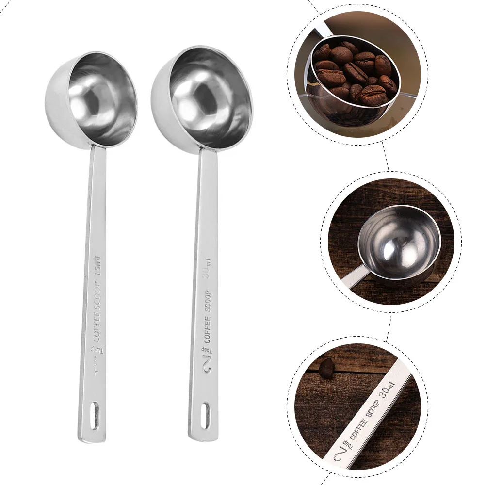 

2Pcs Coffee Powder Measuring Spoons Stainless Steel Single Head Scooper Metal Scoop for Kitchen Sugar Milk Powder Spice