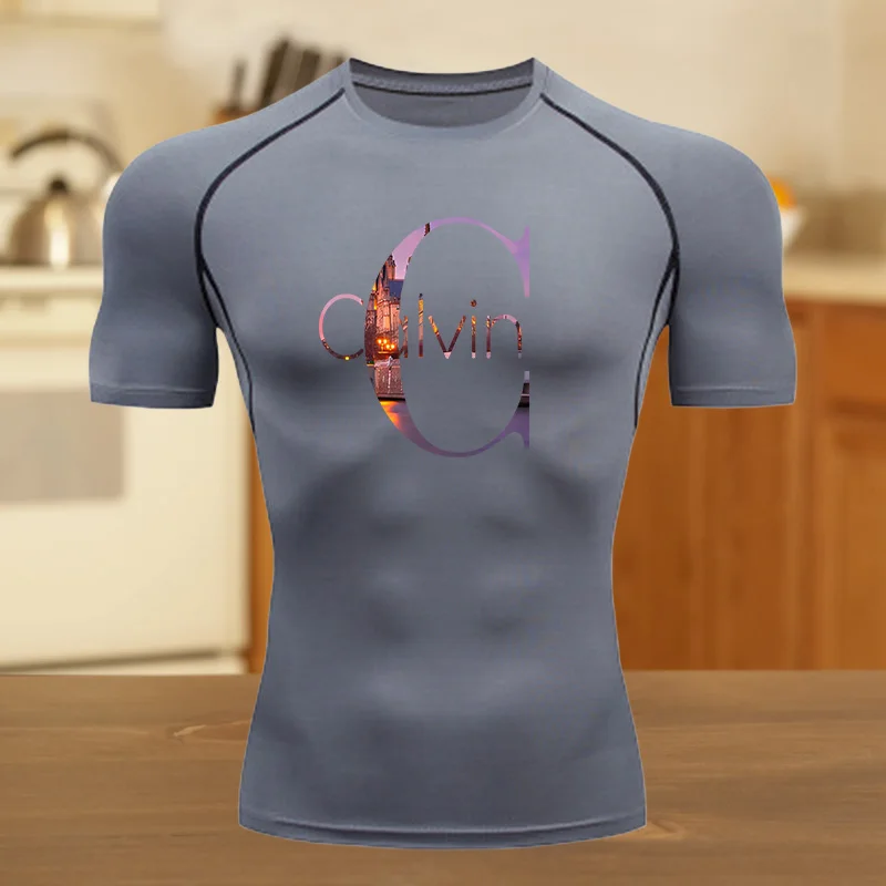 قمصان مضغوطة برسومات جرافيك للرجال، تي شيرت للجري في صالة الألعاب الرياضية، تي شيرت صيفي رياضي سريع الجفاف، بأكمام قصيرة، واقي من الطفح الجلدي