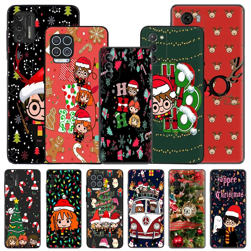 Soft Phone Cases For Moto G53 G73 G9 G50 G51 G71 G22 G32 G52 G72 Edge40 20 30 Harries Wand Christmas P-Potters Black Matte Cover