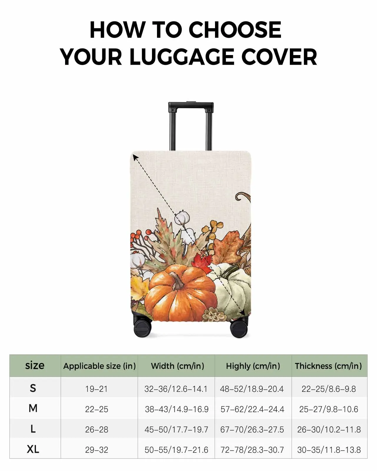 Bouquet de cuir chevelu d'érable pour bagages, protecteur de valise commandé, housse anti-poussière pour voyage, 18 "-32", automne