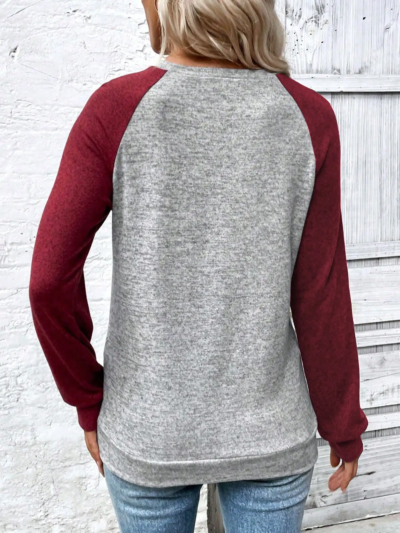 EMERY ROSE Felpa casual da donna a maniche lunghe con maniche raglan a contrasto di colore, girocollo, per l'autunno, per la laurea, per il ritorno a scuola