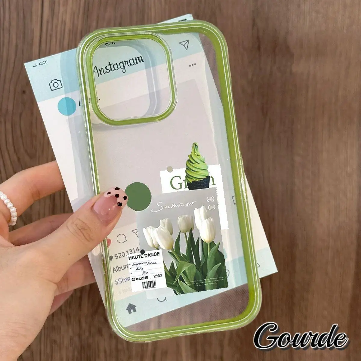 

Gourde INS Trendy Love Quotes & Floral Prints Transparent Phone Case for Iphone 13 12 14 15 Plus 16 Pro Max Shockproof Cover