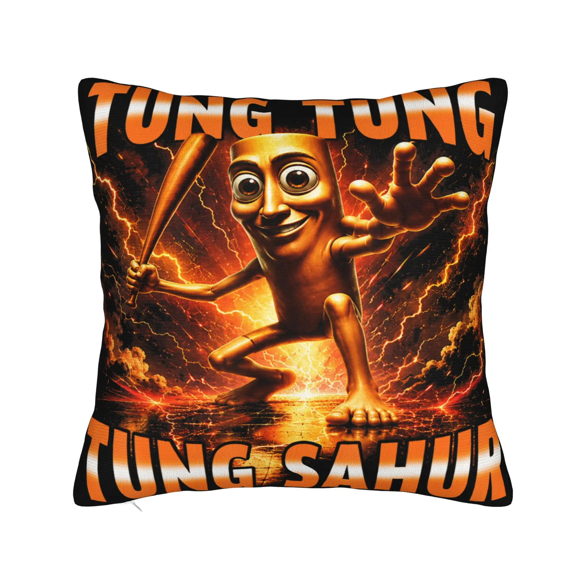 Tung Tung Tung Sahur is Calling Italian Brainrot Meme Pillow Case Pillow Cover Pillowcases For Sofa Couch Bed Living Room