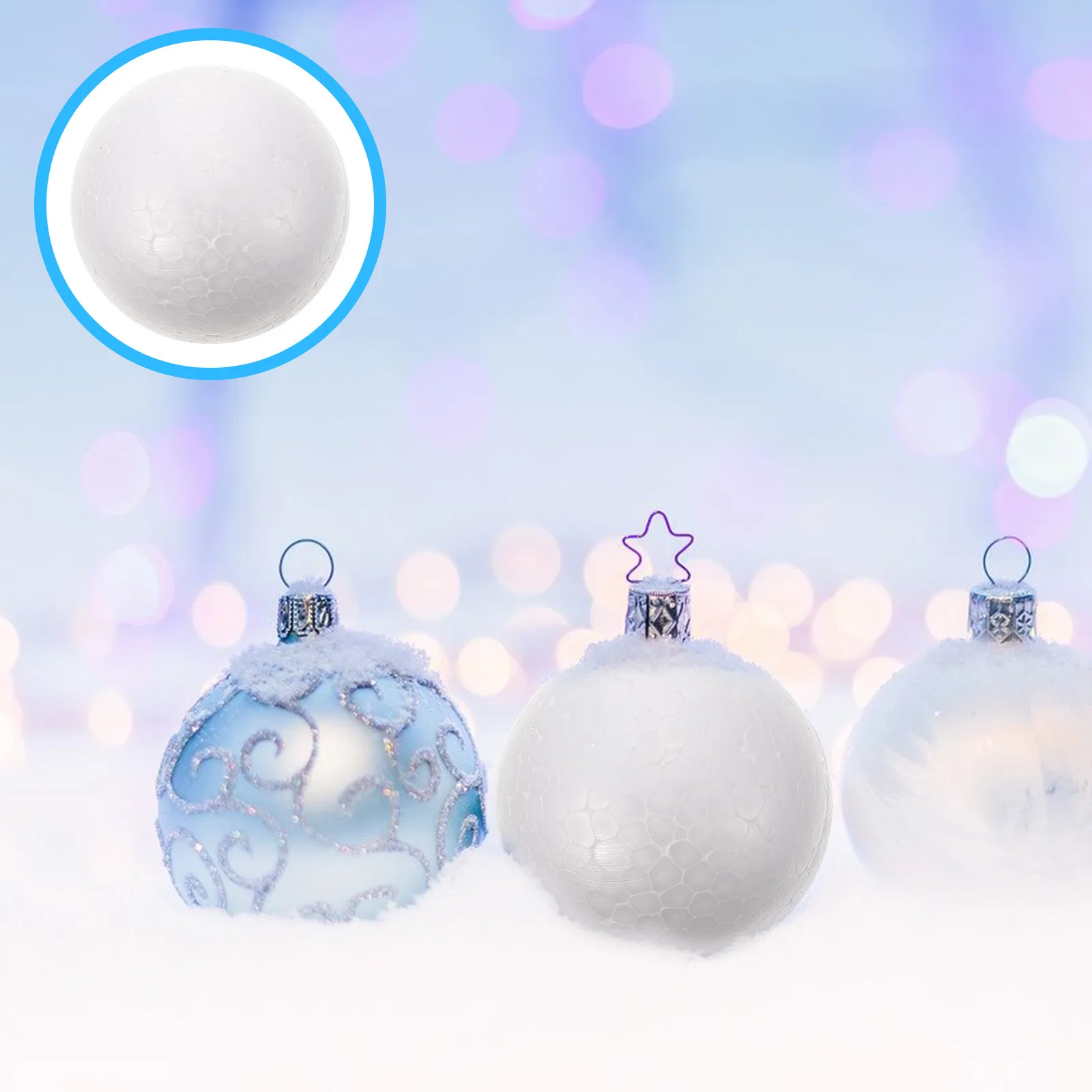 20Pcs Smooth White Embryo Foam Balls DIY Ornament Supplies for Xmas Desktop Decor Graffiti Ball Painting Crafts Scene Layout