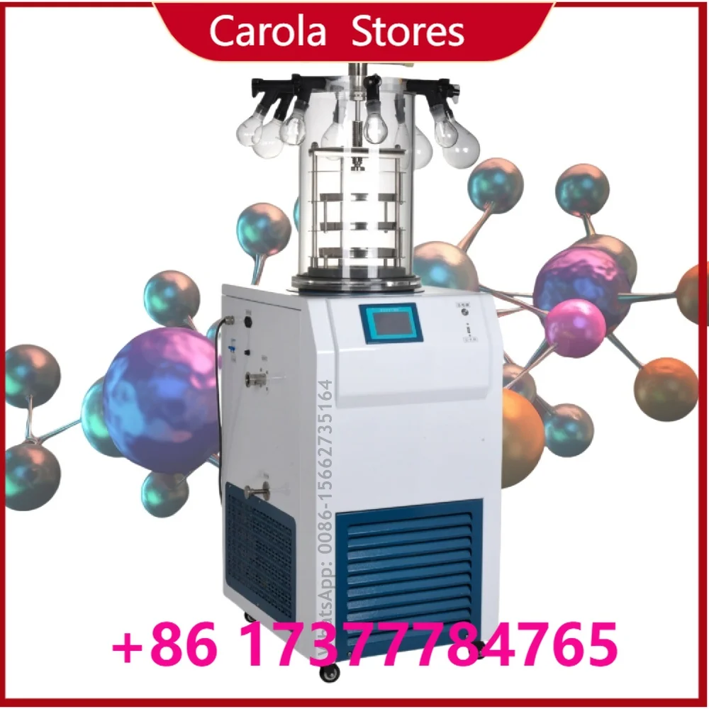 Multi-pipeline Lab 3-4 kg Branch Manifold Desktop Type Lyophilizer Vacuum  Dryer with Eggplant Shaped Flask