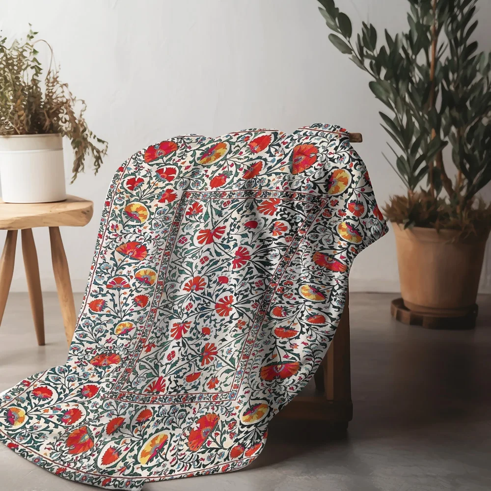 الأزهار المطبوعة الصوف بطانية دافئة مريحة رمي بطانية أريكة تتحول لسرير غطاء رمي الزخرفية هدية #3