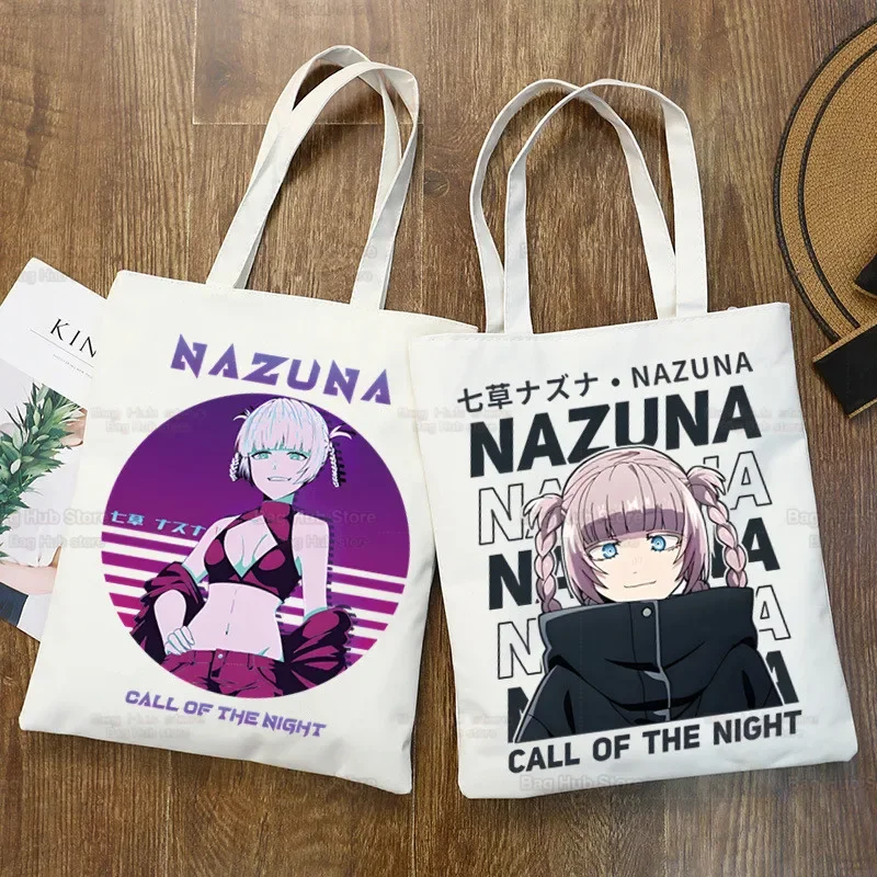 Nazuna Nanakusa Yofukashi no Uta Canvas Bag Women Storage Anime Call of the Night Handbag Shoulder Bag Tote Reusable Bookbag