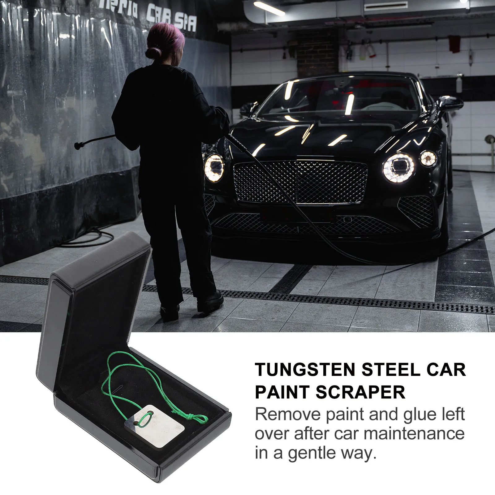 

Tungsten Steel Paint Scraper for Car Body Mop Transfer Remover Portable Small Size Long Life Hanging Storage Dust Particle