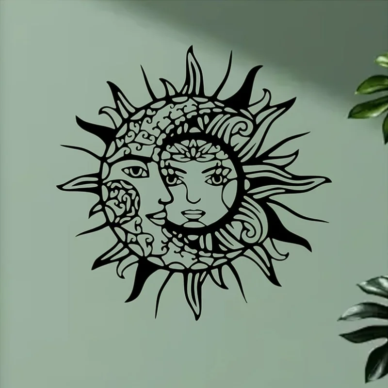 Metal Wall Art of The Sun And Moon - Featuring Mysterious Symbols, Ideal for Home And Outdoor Decor, a Romantic Gift
