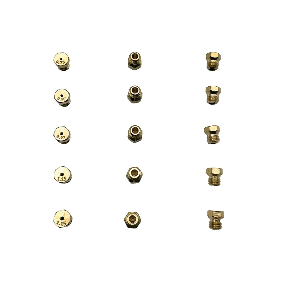 For Sabaf Gas Stove Nozzle Kit 5 Pieces Brass 0.73mm 0.97mm 1.15mm M6x0.75 Thread For LPG Grill Replacement