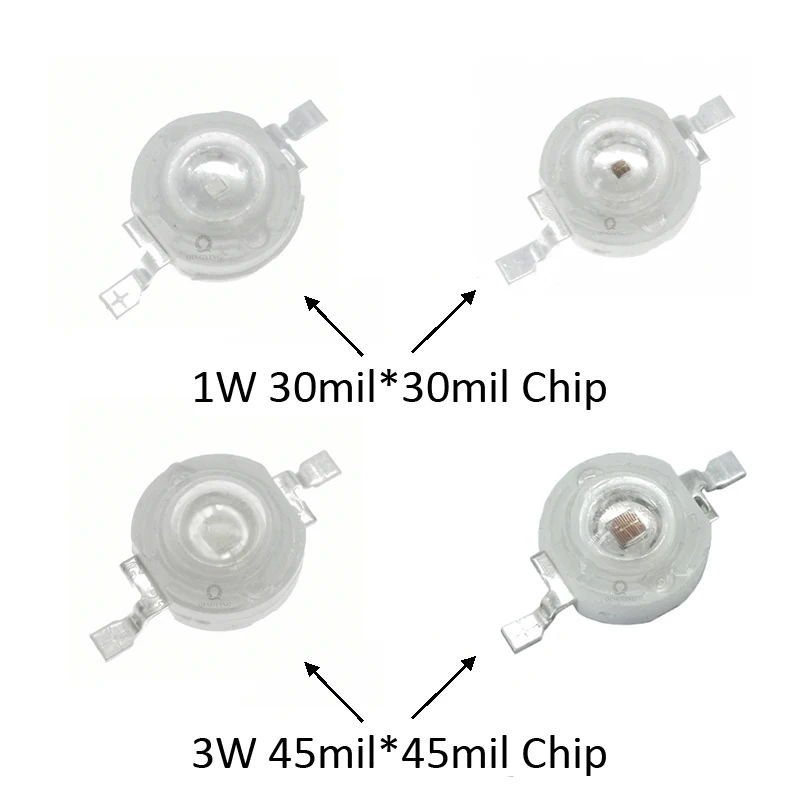 10pcs 1W 3W 5W High Power LED Diodes Lamp Bulbs SMD COB Chip White Warm White Red Green Blue Yellow 440 660nm Grow Light Beads