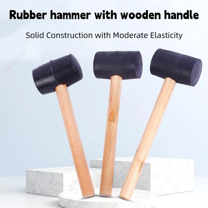 Wooden Handle Durable Eco-Friendly Rubber Mallet Hammer For Camping Flooring Tent Pegs Woodworking & Soft Blow Tasks view 2