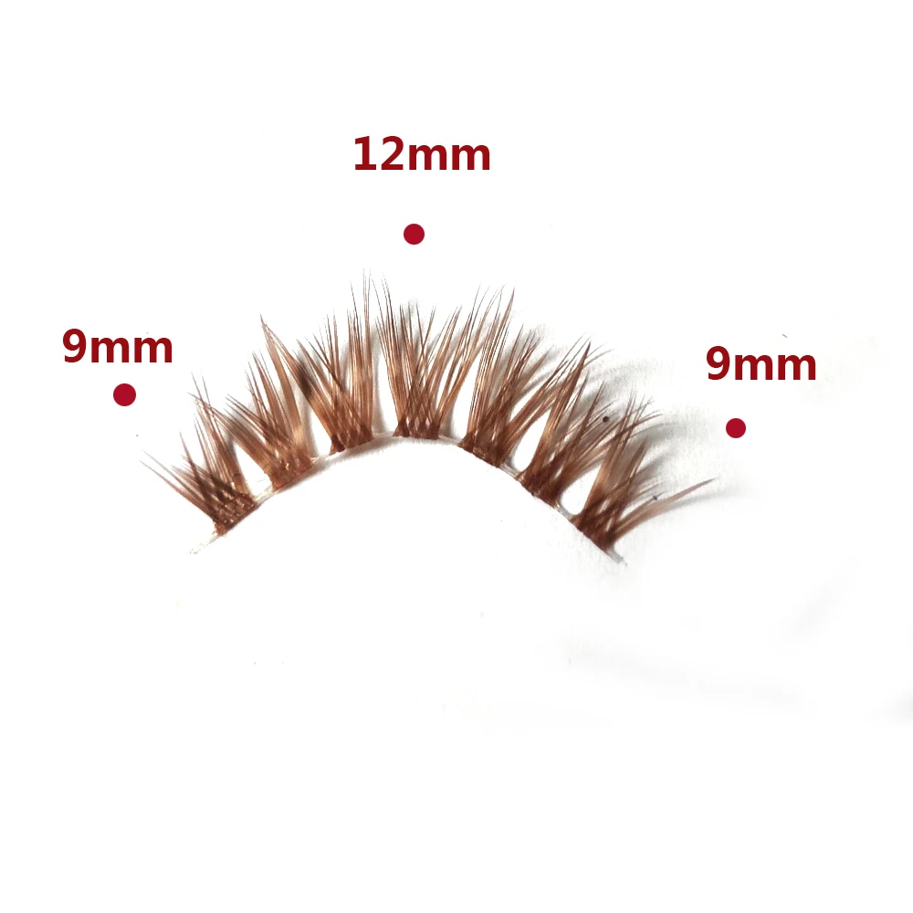 Brown Colors 5 Pairs V Shape 3D Eyelashes Cirsscross Fasle Eye Lashes Natural Eyelash Extension Handmade Clea Stem Reusable