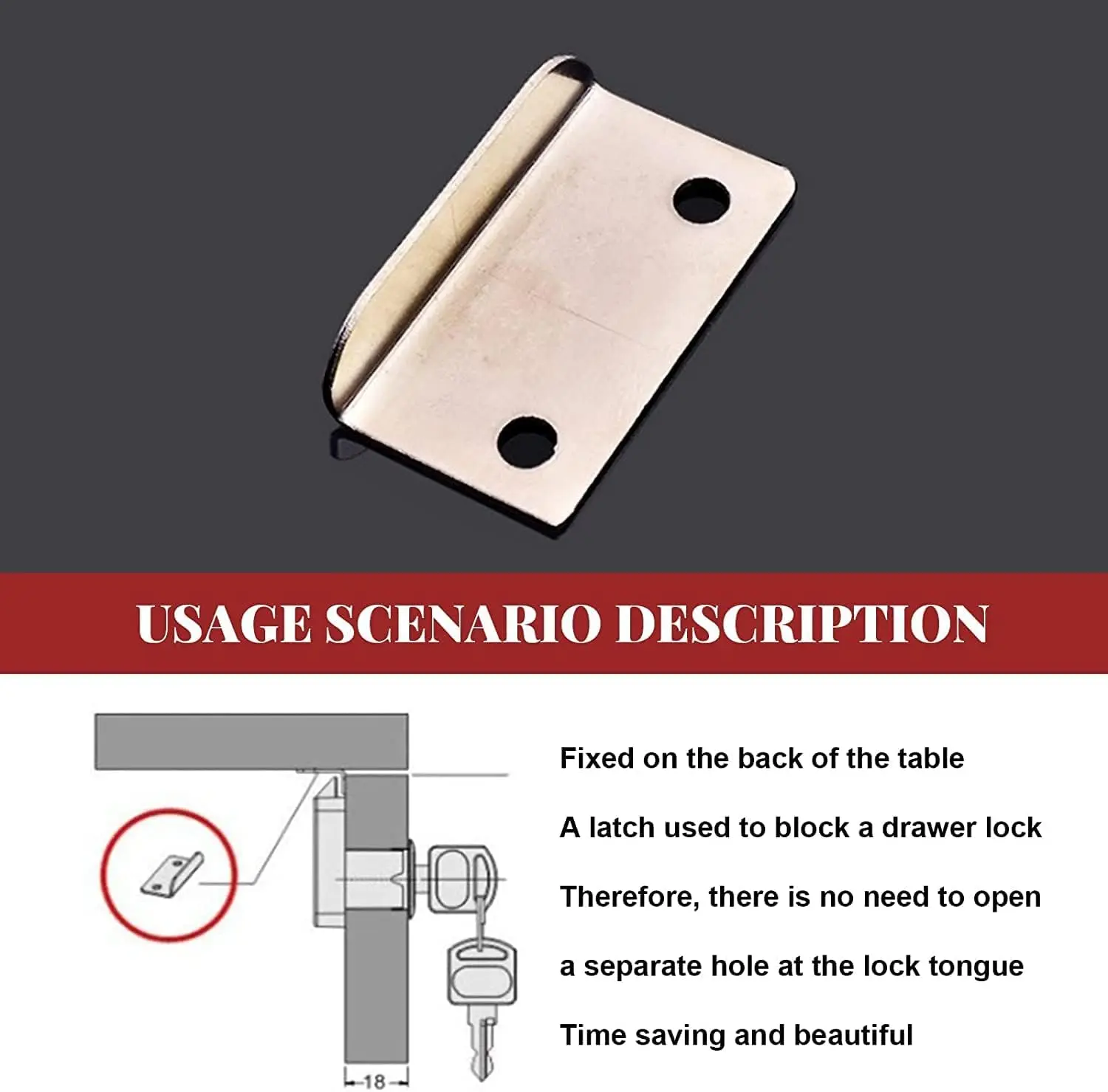 40Pcs Cabinet Drawer Lock Strike Plate Replacement Office Furniture