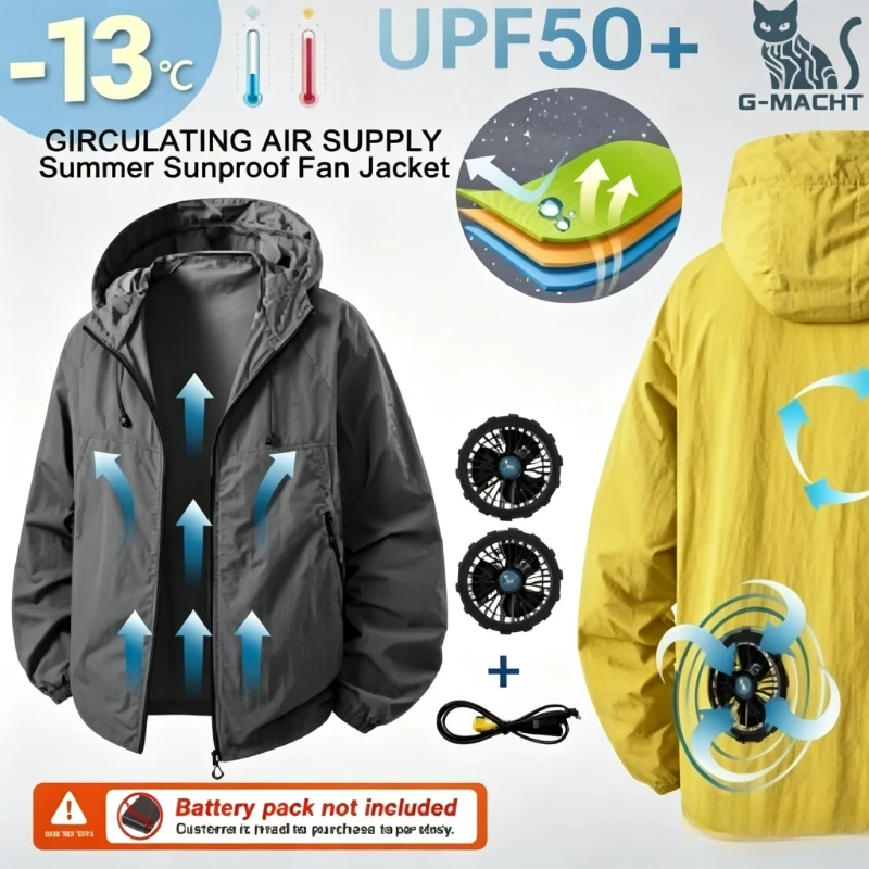 Couple Summer Cooling Fan Vest, Breathable Heat-Resistant Air Conditioned Sleeveless Workwear for Outdoor Use(Not Power)