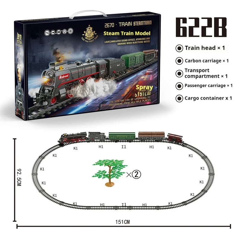 Vintage Steam Train Track Toy Gift Set Simulate Electric Small Train Track Car Toy Surprise Christmas Gift For Children Boys