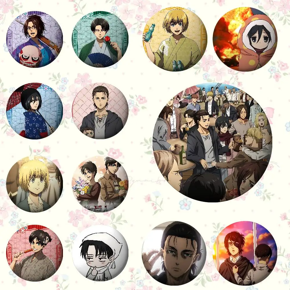 

Anime A-Attack On Titan-S Anime Round Laser Badge Cartoon Brooch Clothes Backpack Accessories Lapel