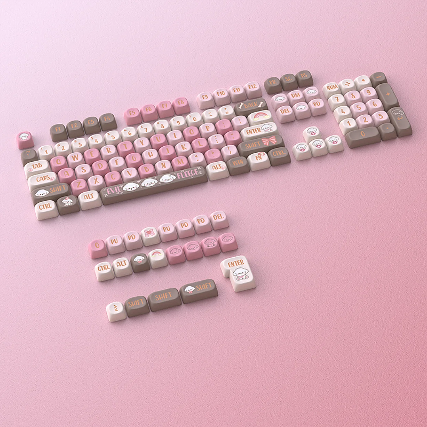 لطيف، MOA Girl Color Blocked Keycap PBT 131 مفاتيح بما في ذلك مفاتيح ISO للوحة المفاتيح الميكانيكية 60/84/98/108