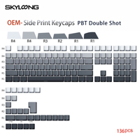 SKYLOONG Side-engraved keycaps OEM Profile PBT Keycaps Double Shot 136Pcs Black/Gray Gradient Color Keycaps for Gaming Keyboard