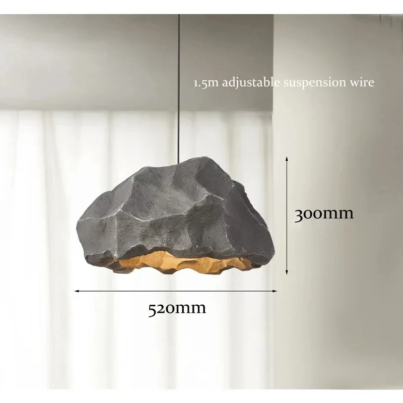 Wabi Sabi LED-hanglamp Scandinavische plafondhanglamp voor woonkamer, eetkamer, slaapkamer, creatief ontwerp, steenvormige hanglamp