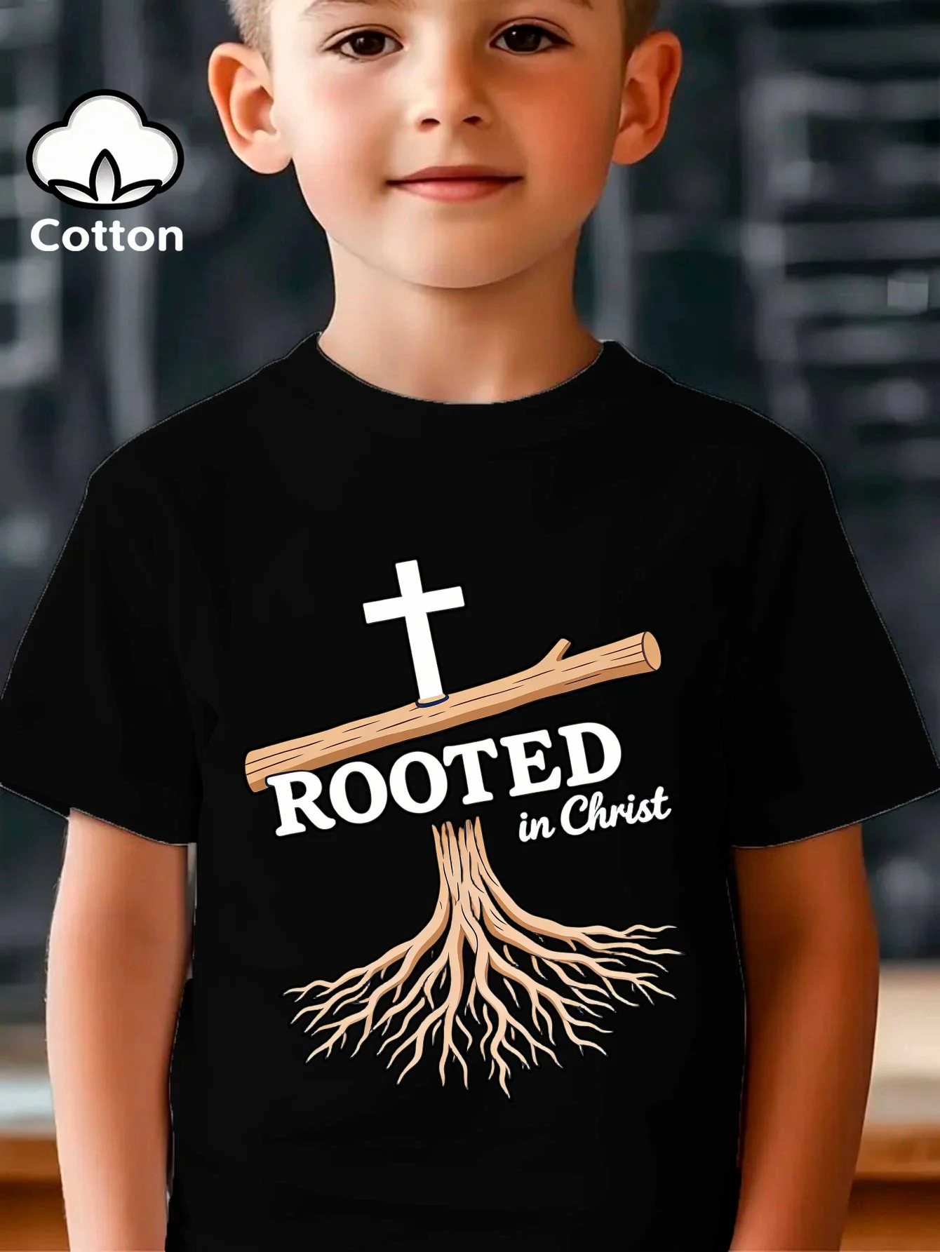 In Christ Children's T-shirt Creative Pattern T-shirt Casual Lightweight Comfortable Short Sleeve Summer Parent Child Clothing