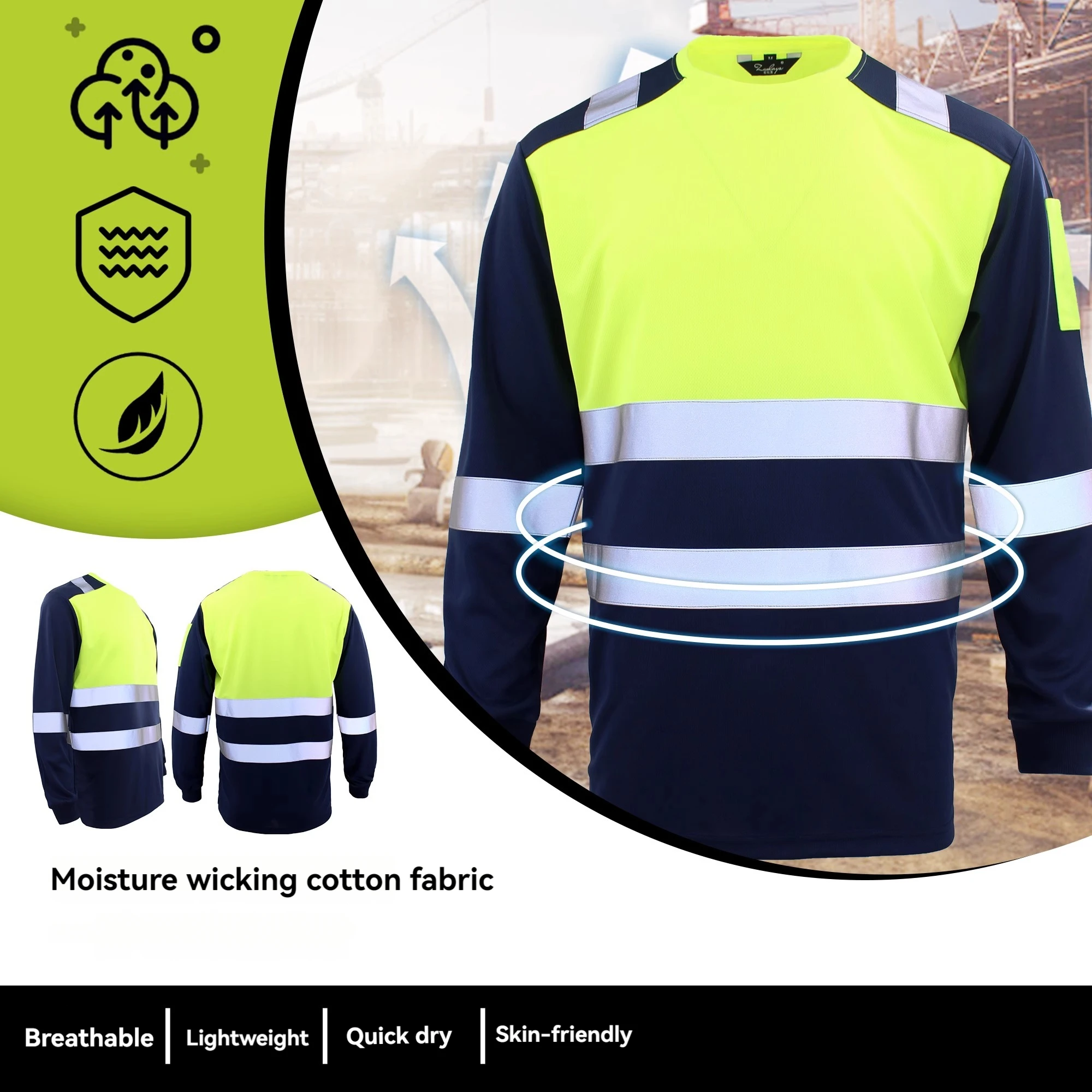 Reflective Shirt for Men Construction Long Sleeve Mining Safety Shirts Reflective High Visibility Hi Vis Workwear Shirts