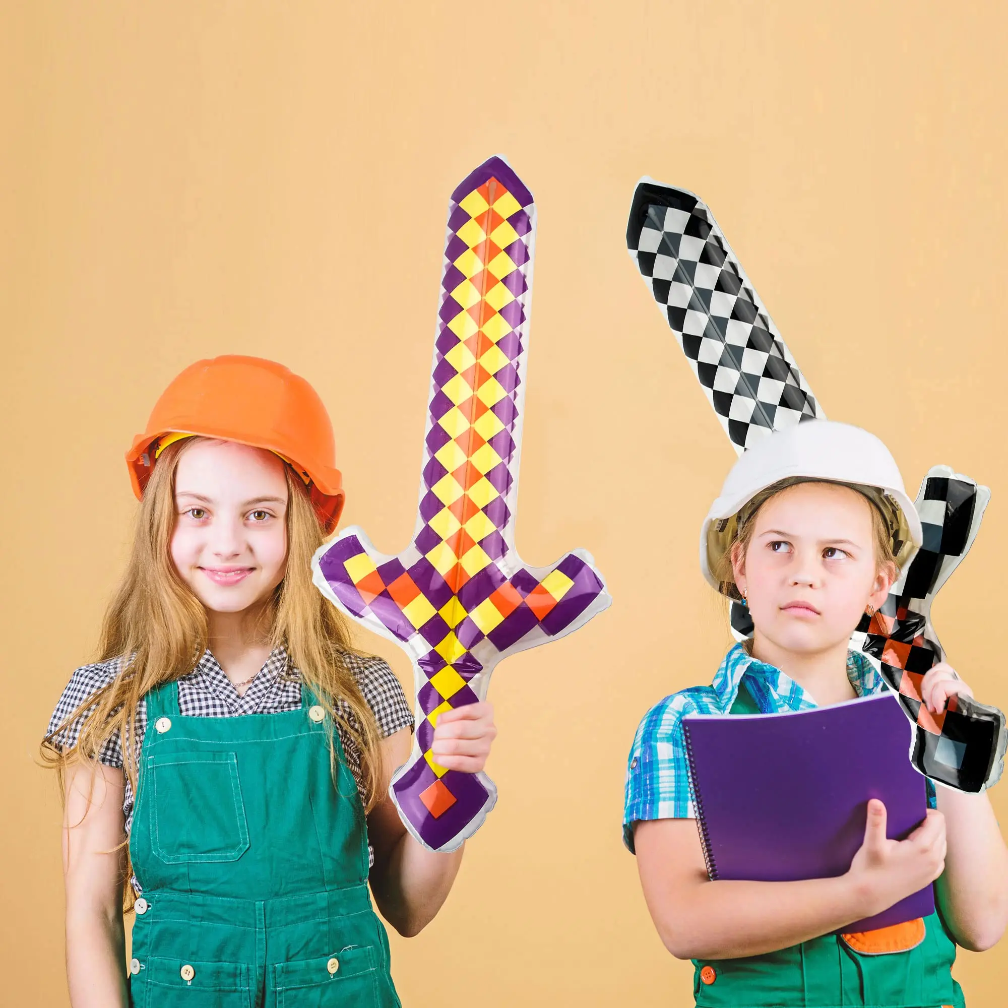 Espadas inflables para manualidades de píxeles, espadas inflables, armas inflables, favores de fiesta de píxeles para niños, Halloween, Carnaval, cumpleaños C