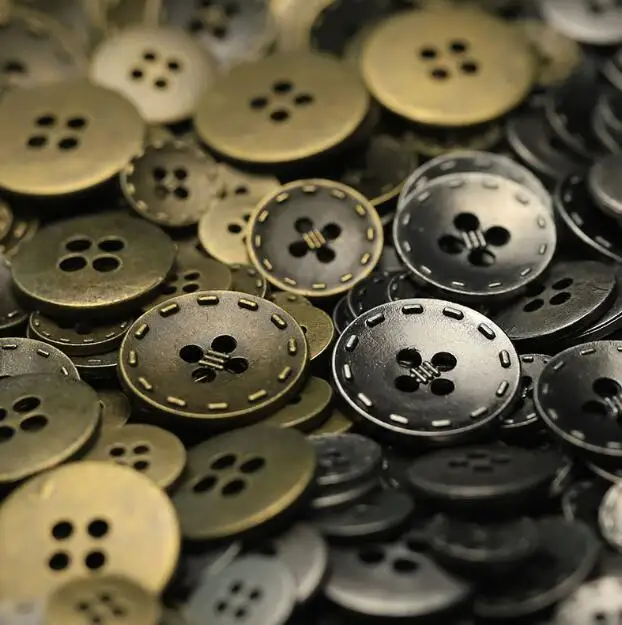 10pcs/Lot Size:11mm-20mm Alloy four eye dashed line Metal Buttons Retro Button vintage jeans Sewing Accessories(SSA-3859)