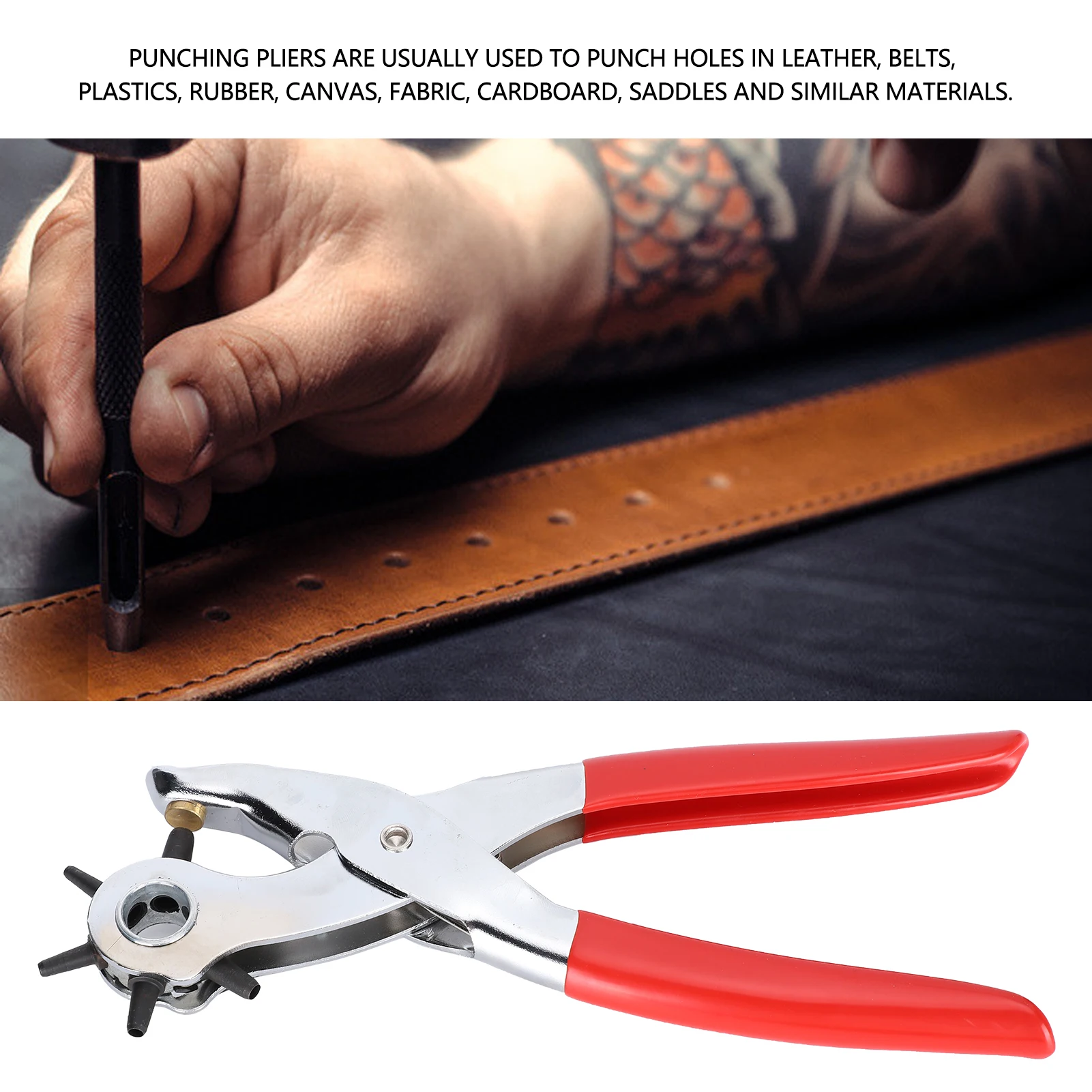 Belt Punch Plier Belt Punching Machine Belt Hole Punch Plier Multi-Function Leather Punching Machine Watchband Hole Puncher Tool