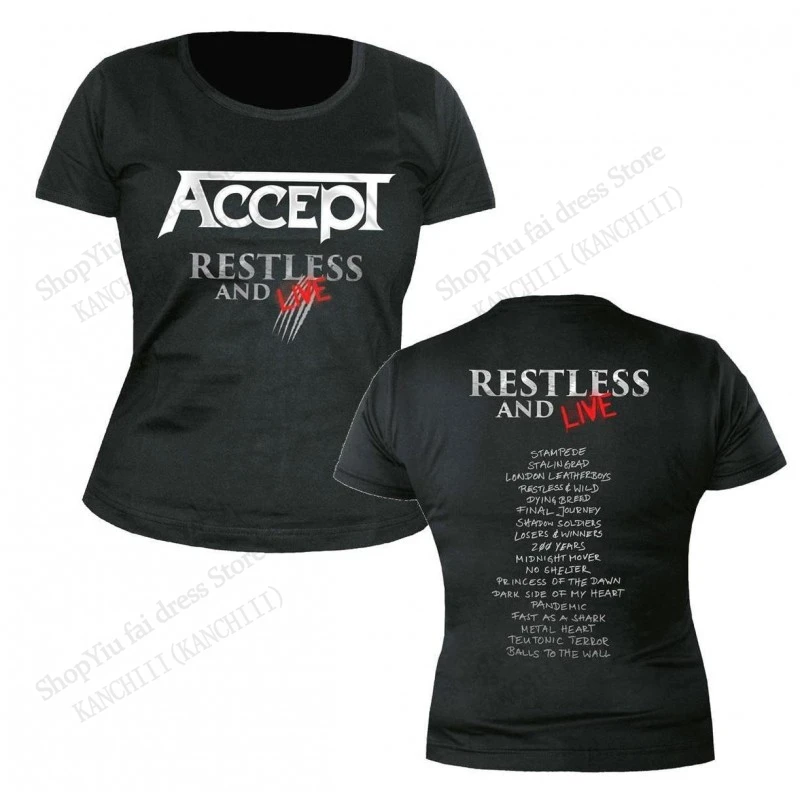 New Accept Rock Band Tour 3d Print T-shirt Men Women Fashion Large Size Hip Hop Tops Tees Short Sleeve Casual Mens Clothing New