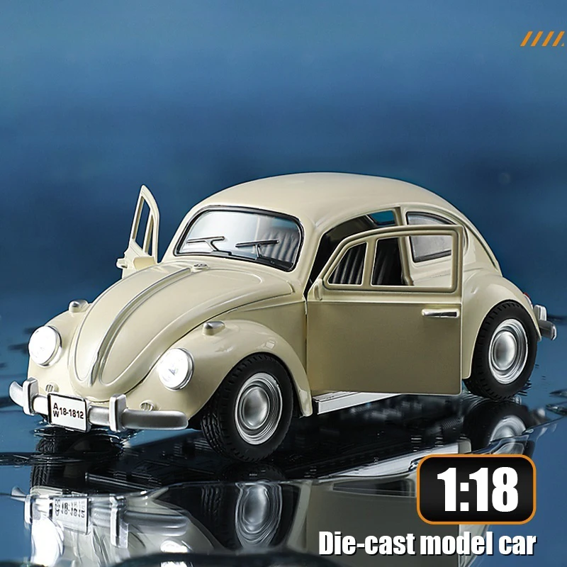1:18 فولكس فاجن بيتل 1955 سبيكة معدنية دييكاست نموذج سيارة مع ضوء الصوت التراجع Miniauto Mini GT ألعاب سباق كلاسيكية الطفل