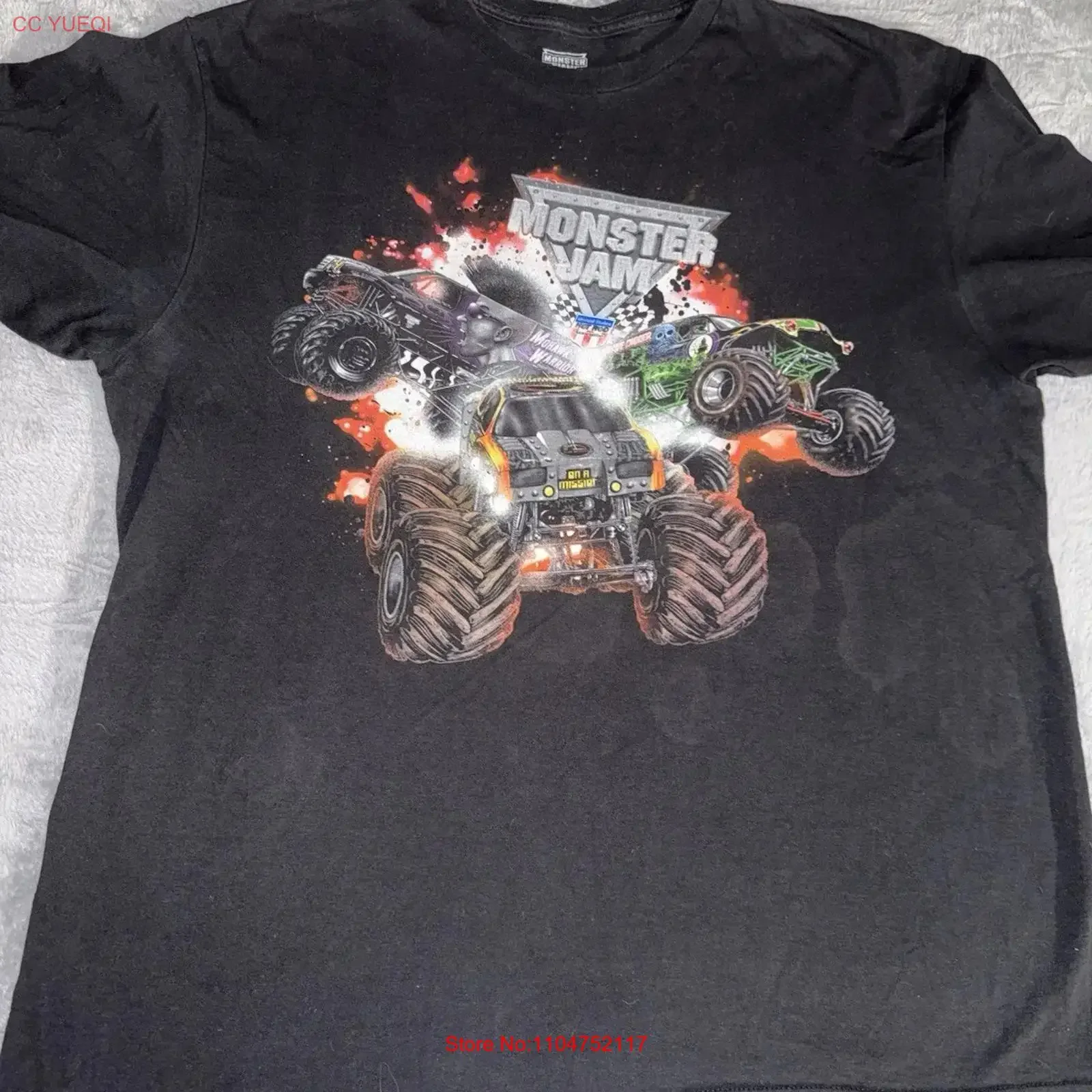 Camiseta Vintage Monster Jam para hombre, talla XL, camiones negros, estilo vintage, cómoda, a la moda, unisex, transpirable, ropa de calle suave