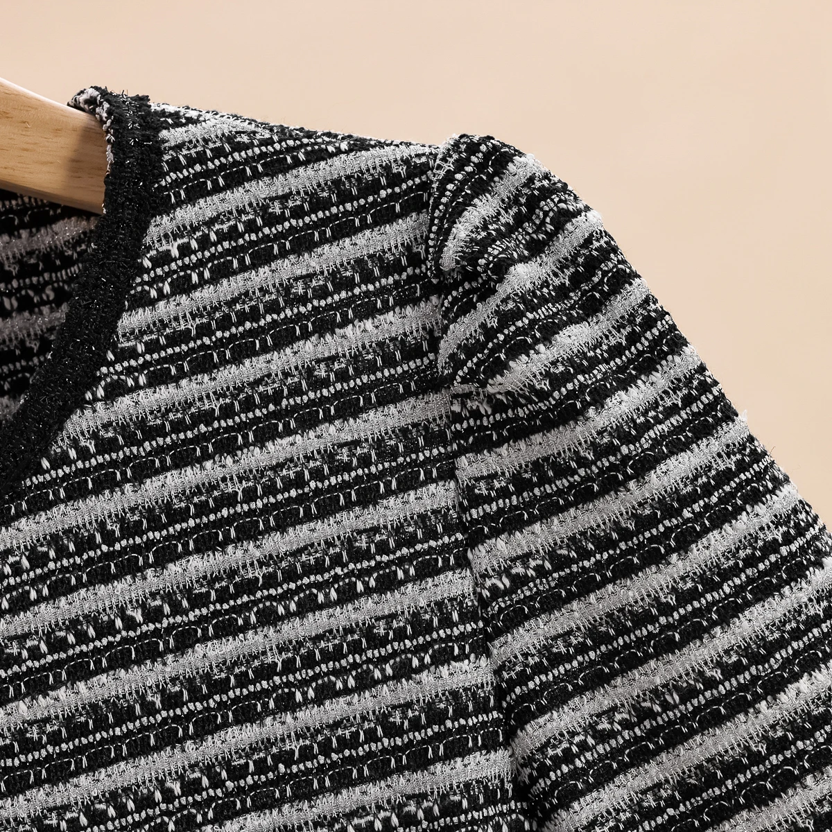 Ele round Ne Striped Dr Xiaolang Sle صيف جديد وصول المرأة الدكتور البوليستر مزيج القطن ort Sve ميدي الدكتور #3