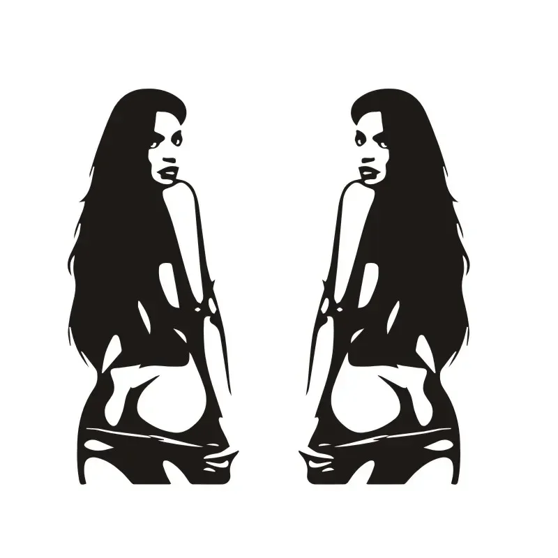 Personality 2PCS Sexy Girl Car Body Decals Cartoon Vinyl Decals Auto Decals Wholesale Accessories, 10cm