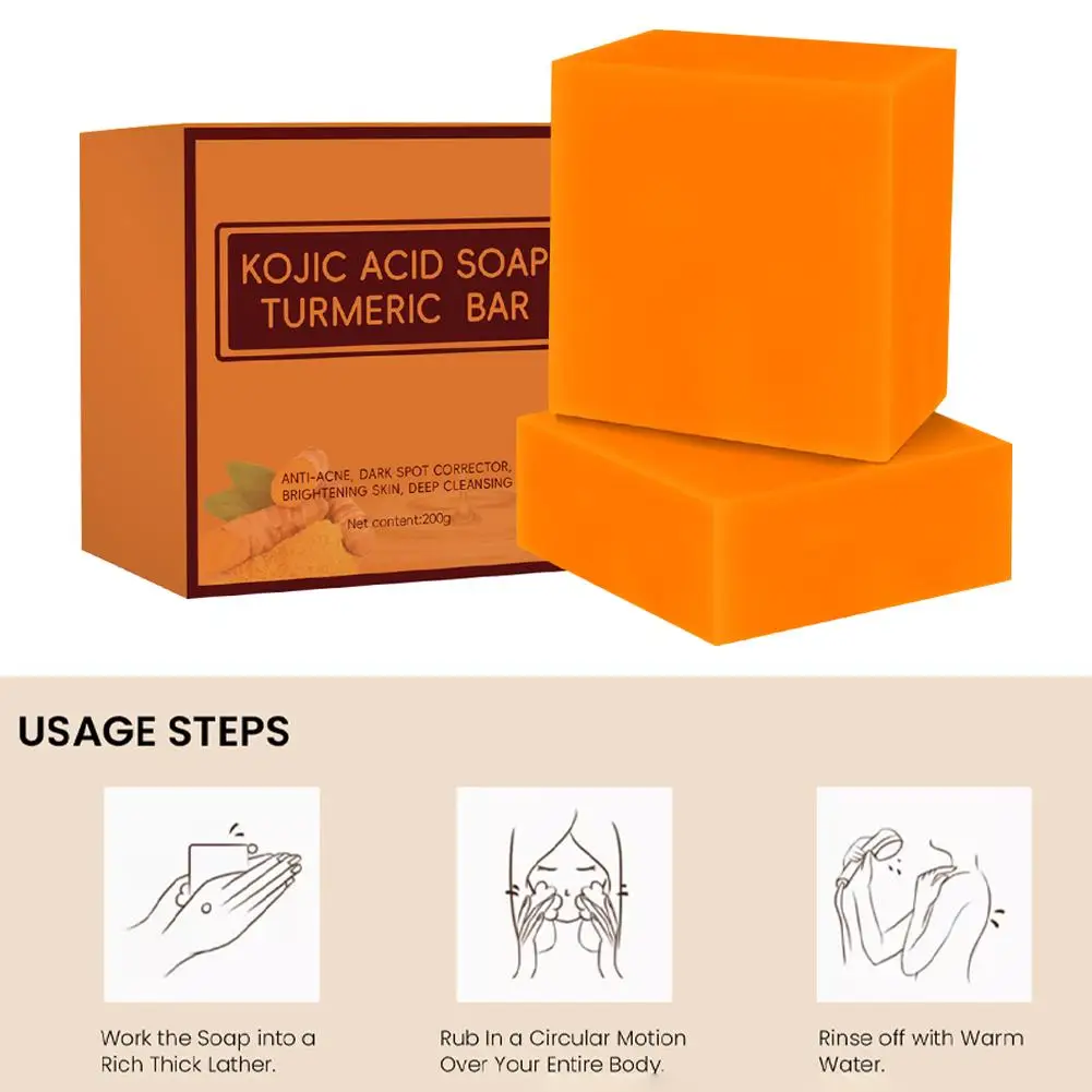 Kójic ácido Facial limpeza sabão Kit, poros, sujeira, acne, cravo, Anti-Acne, remover, controle de óleo profundo, clareamento da pele, 100g